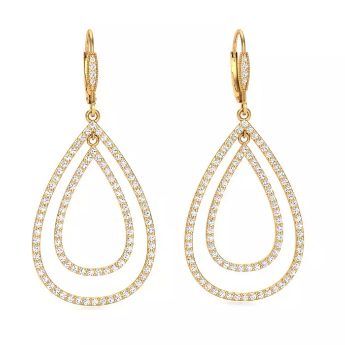 14K YELLOW GOLD PAVE PEAR-SHAPED DROPS